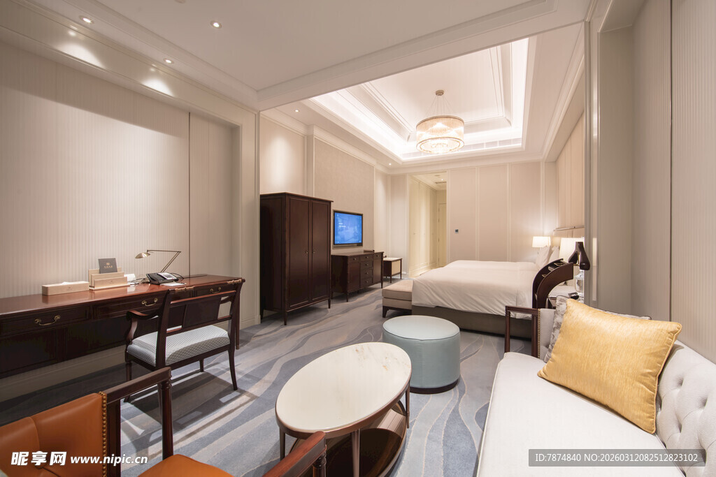 豪华舒适的现代风格酒店客房