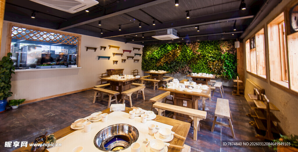 温馨绿植风餐厅室内场景