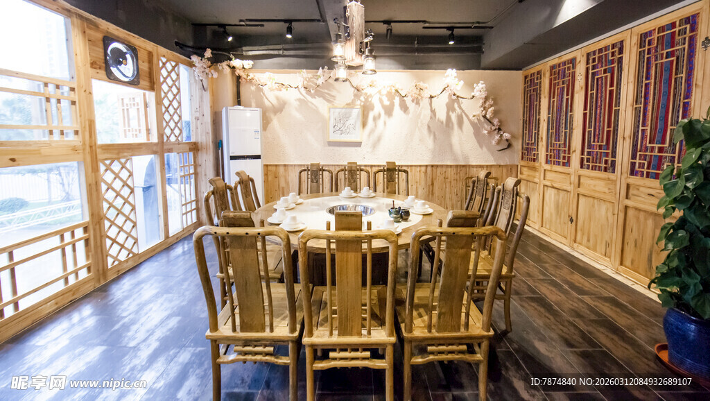 中式雅致餐厅室内场景