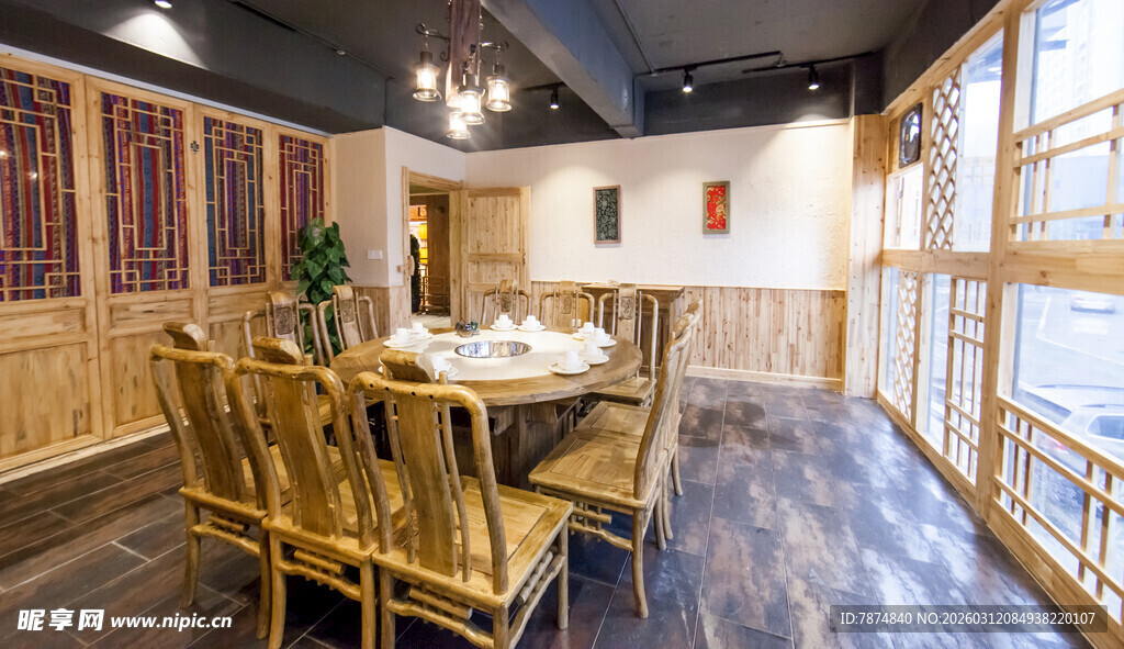 中式雅致餐厅室内场景