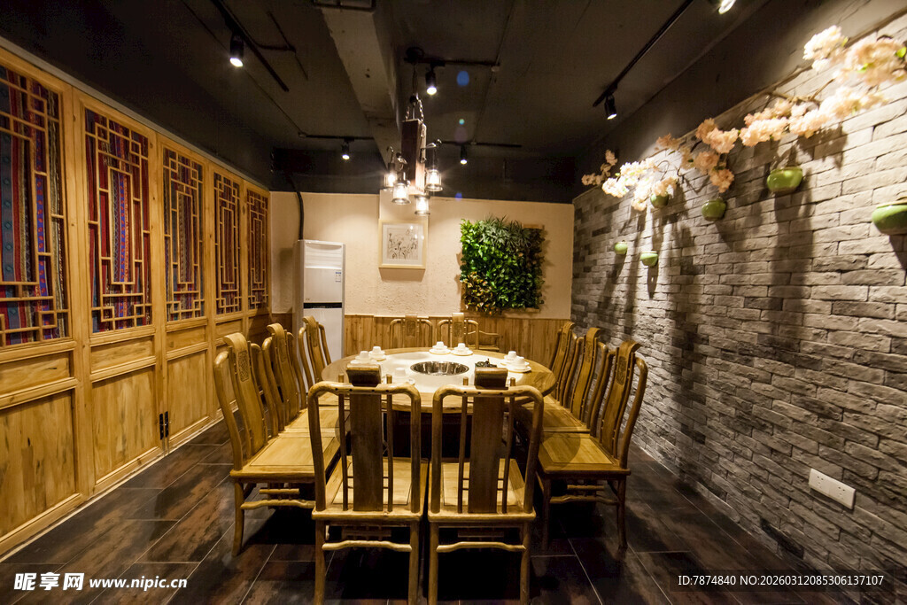 中式雅致餐厅室内场景