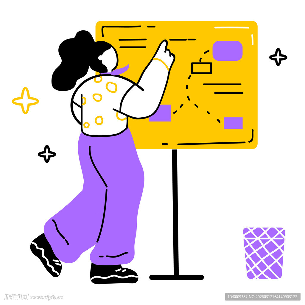 女士专注书写展示板内容