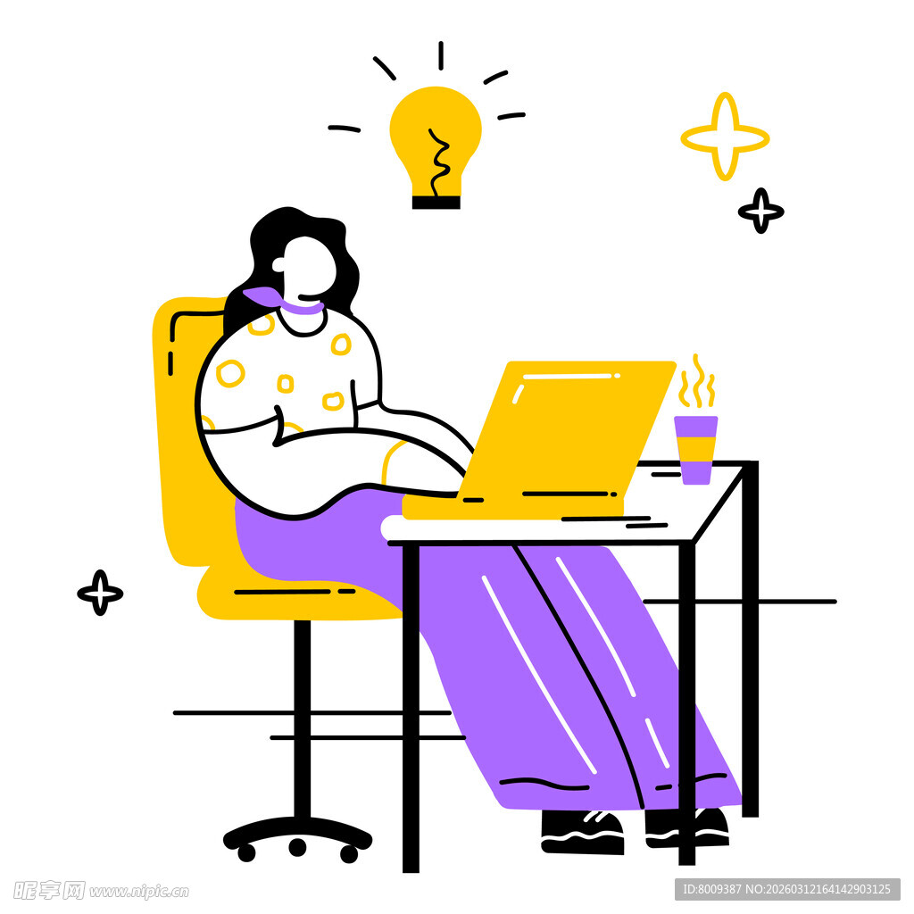 创意办公女性专注工作时刻