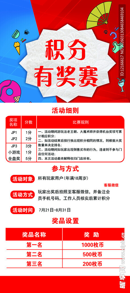 积分有奖活动规则展示