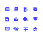 蓝色简约多功能图标集合