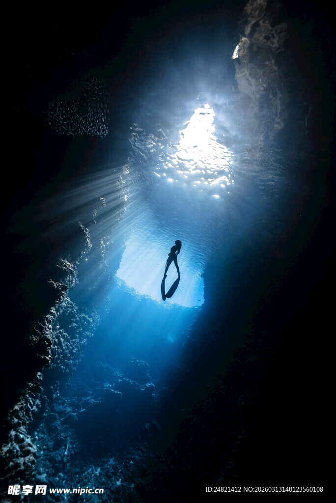 深海中的孤独潜水者