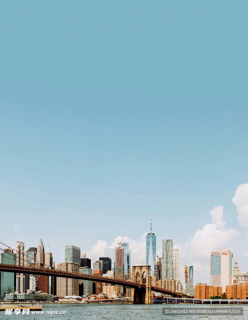 纽约城市天际线与桥梁景观