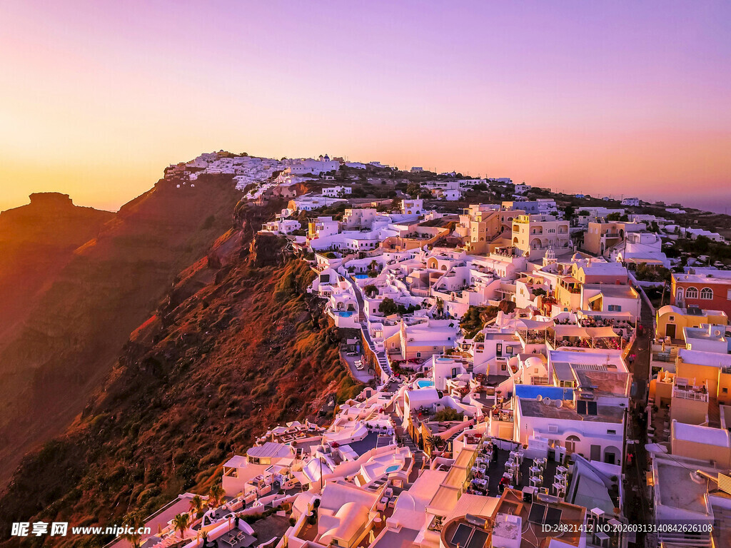 圣托里尼绝美落日小镇风光