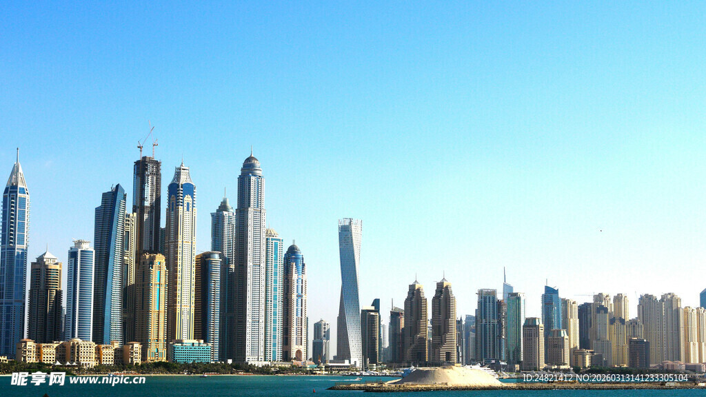 迪拜繁华都市天际线