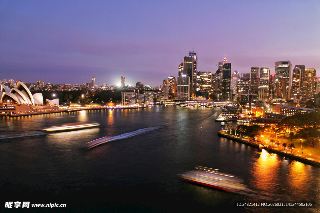 悉尼城市夜景璀璨风光