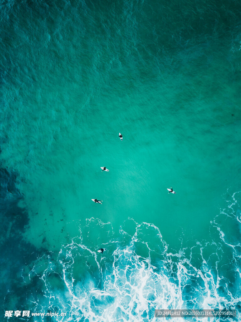 俯瞰海中游泳的人群