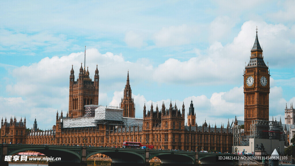 伦敦议会大厦与大本钟景观