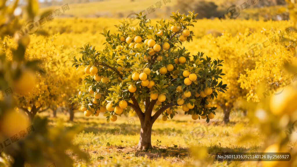 中间黄色水果果树树