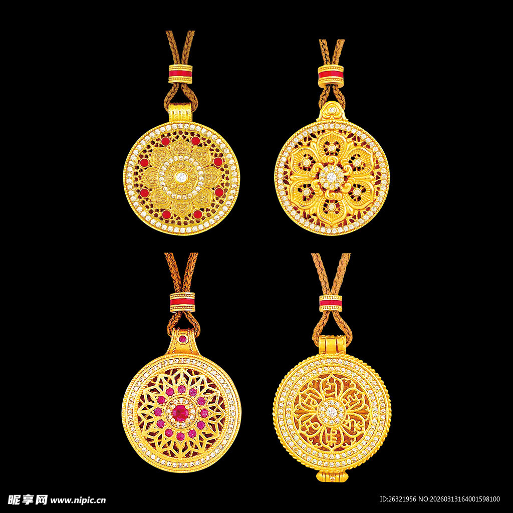 黄金八宝罗盘吊坠 免扣