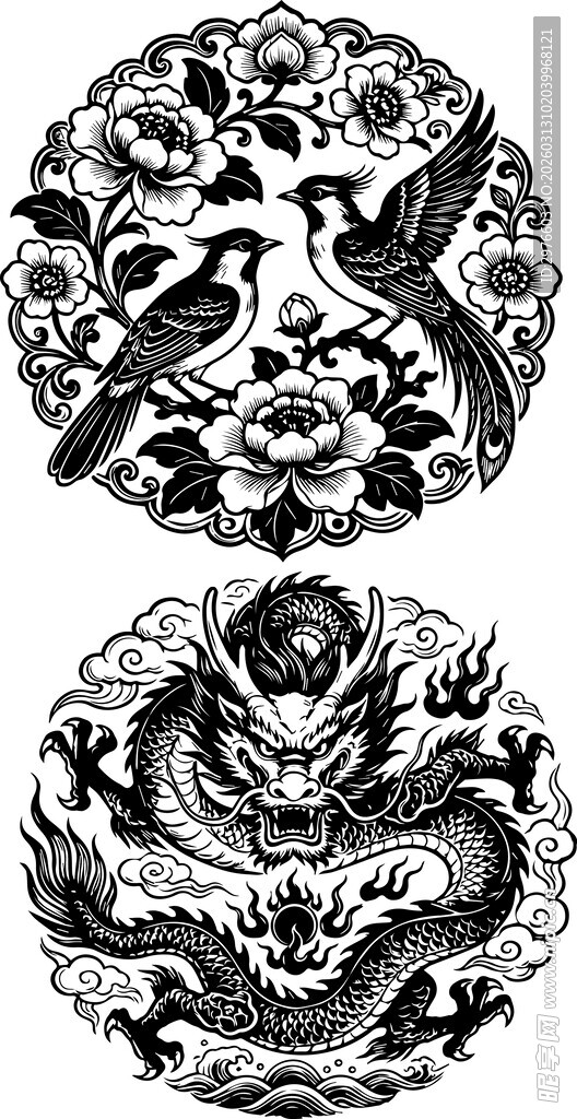 传统龙凤图案纹饰
