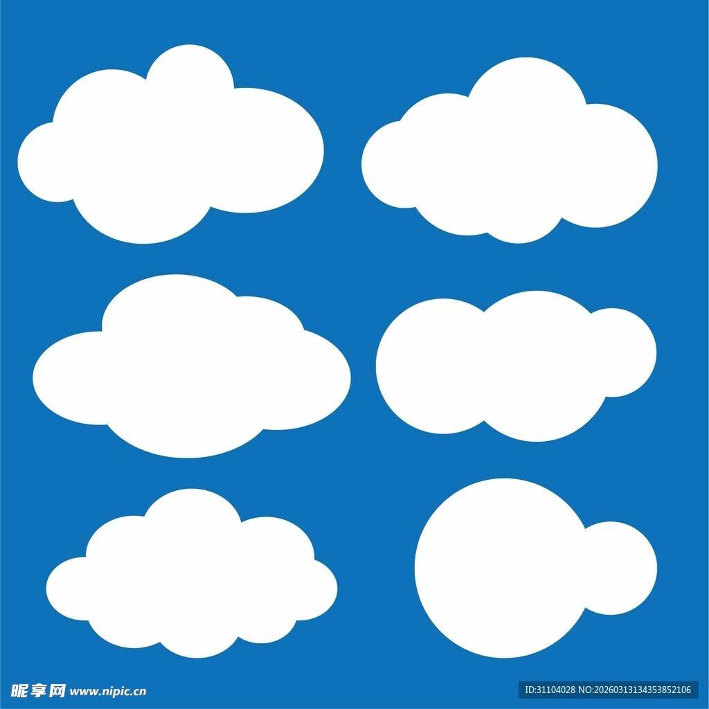 蓝色背景上的多样白云