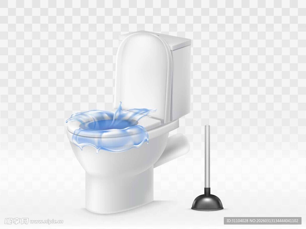 白色马桶与清洁刷场景