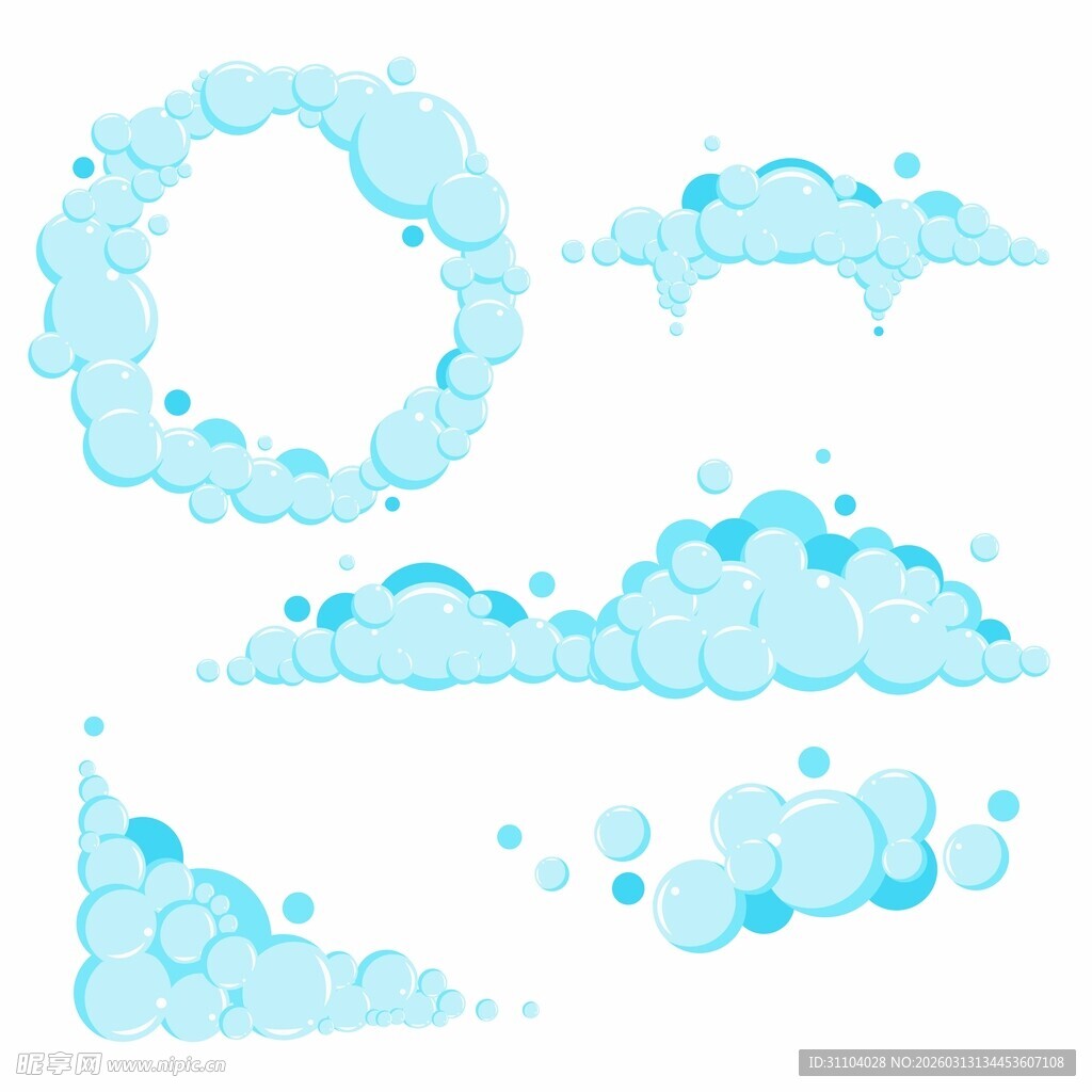 蓝色气泡装饰元素集合