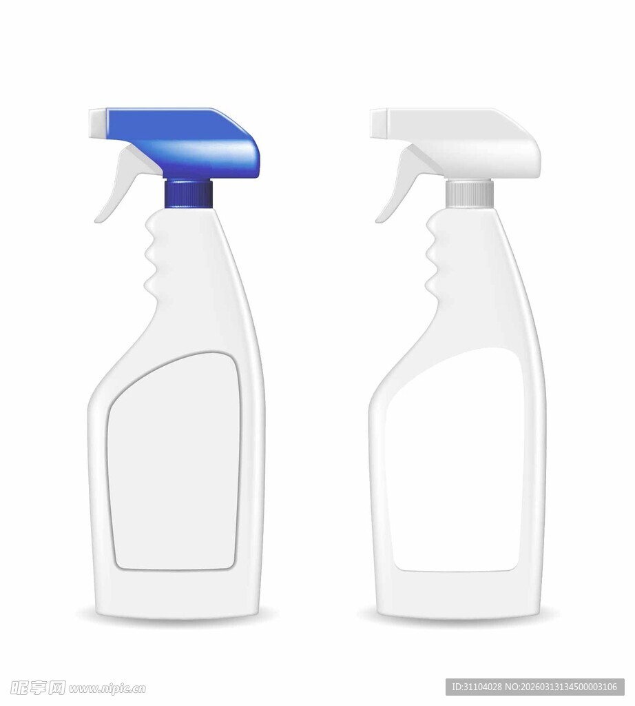 白色喷雾瓶清洁用品展示