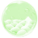 绿色海浪圆形清新插画