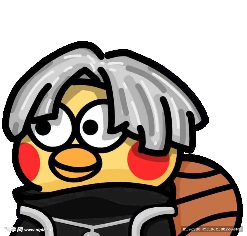 ikun卡通白发角色形象 小鸡