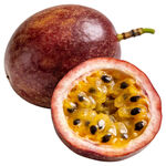 高清透明新鲜百香果一半切开展示