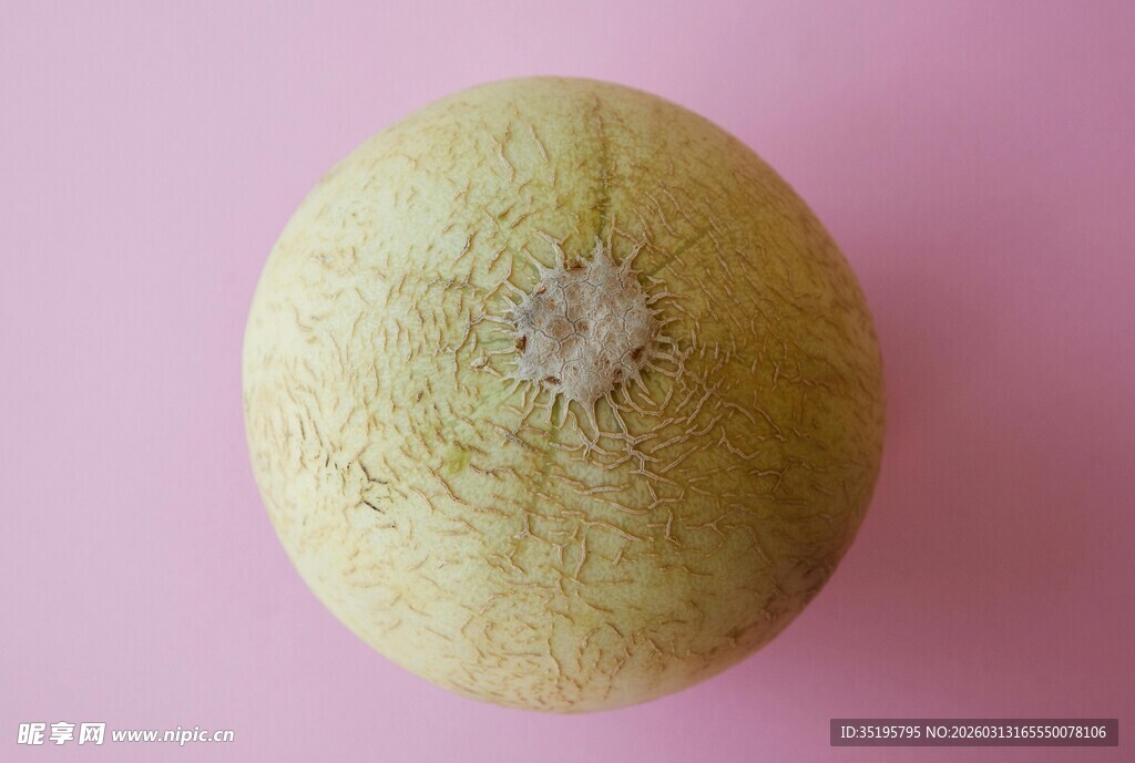 黄色甜瓜置于粉色背景上