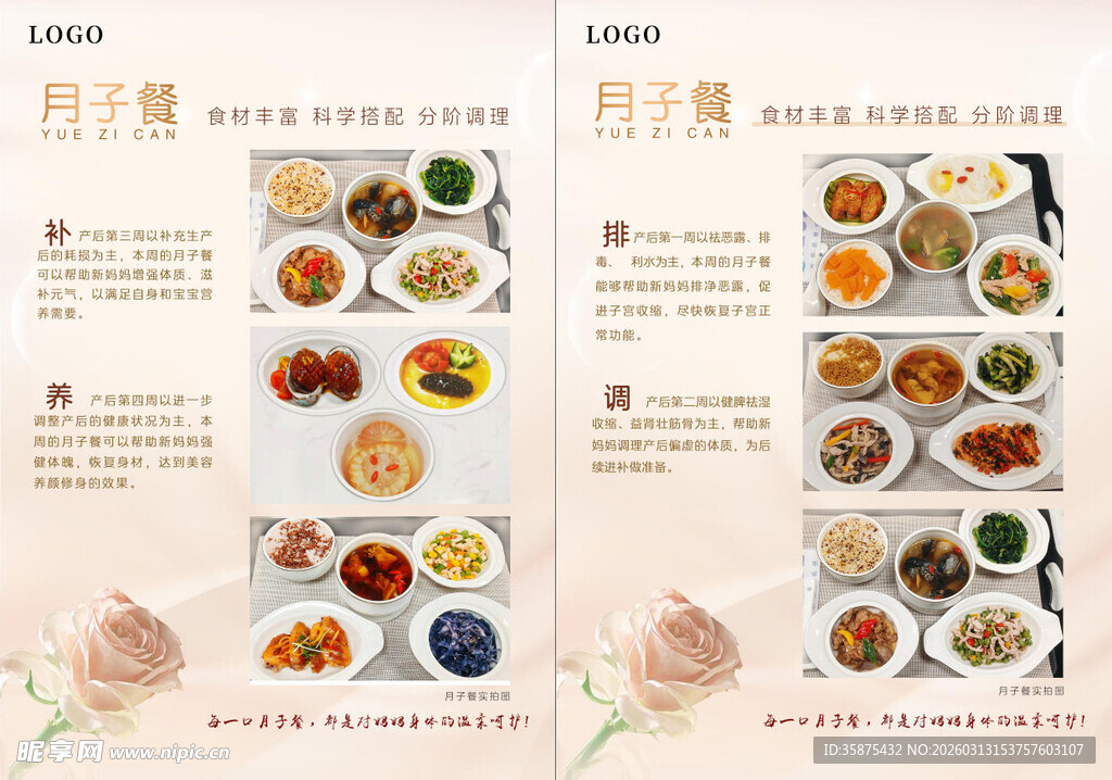 月子精美菜品菜单设计展示