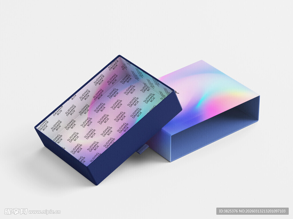 炫彩几何图案的精致盒子样机