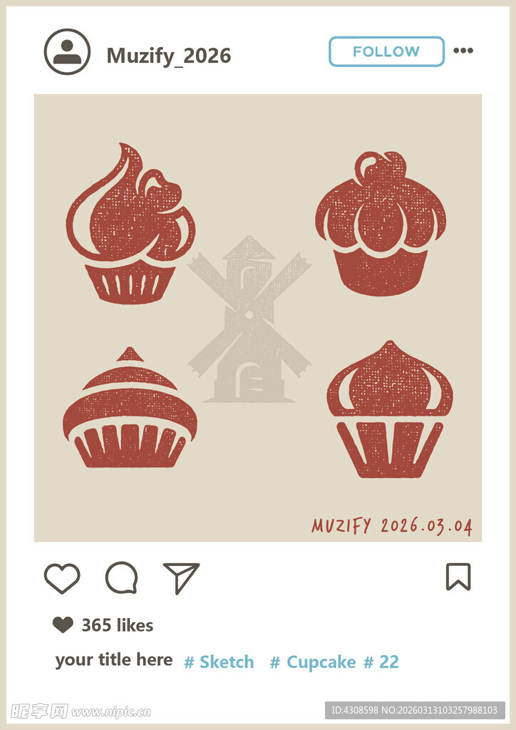 4款入纸杯蛋糕图案