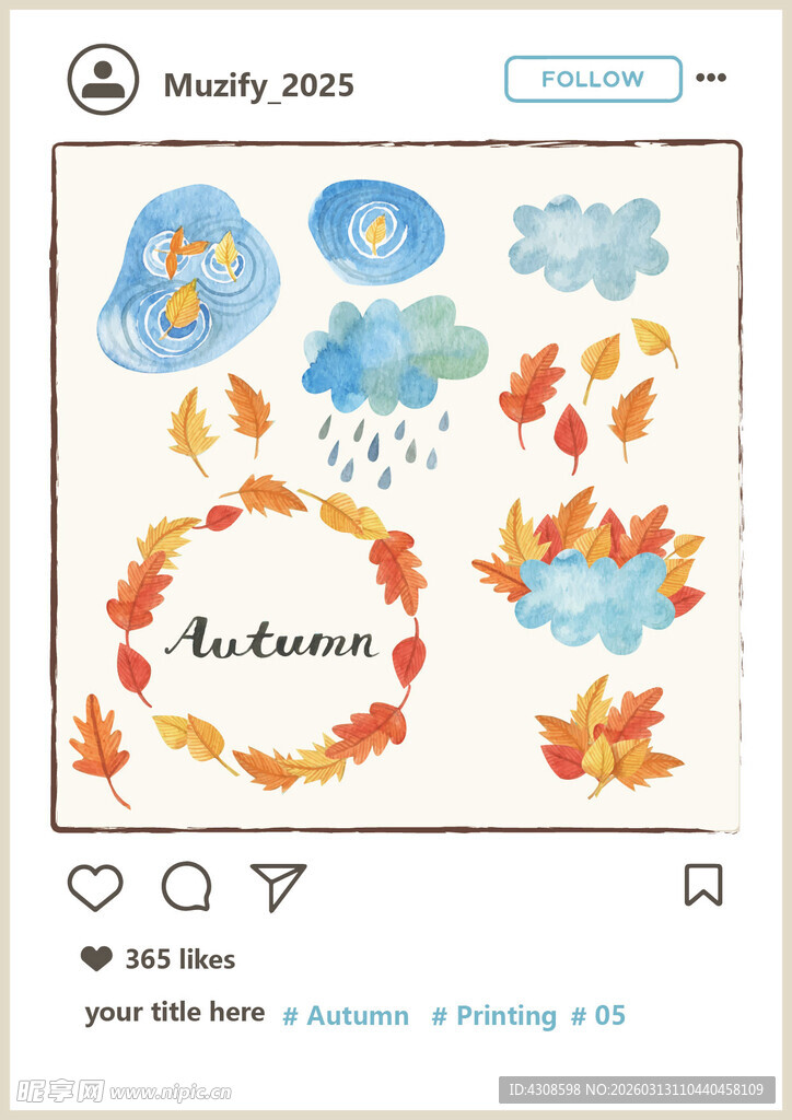 8款入秋季水彩画