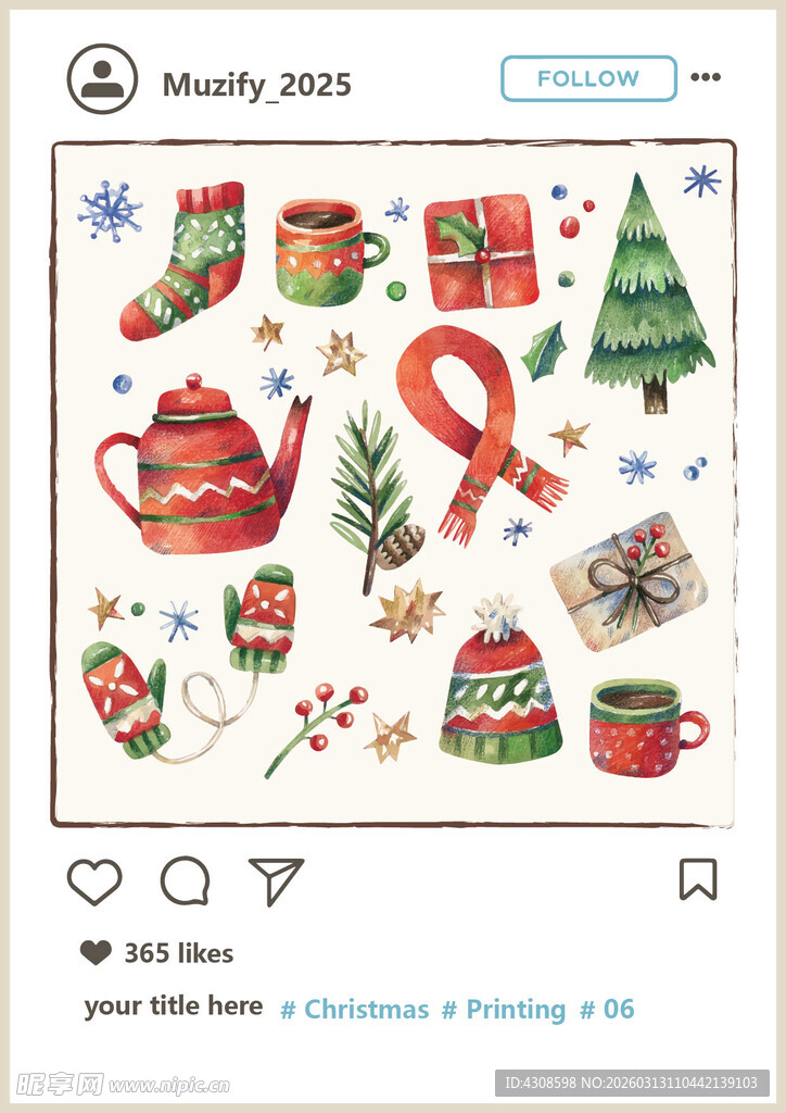 10款入圣诞水彩图案