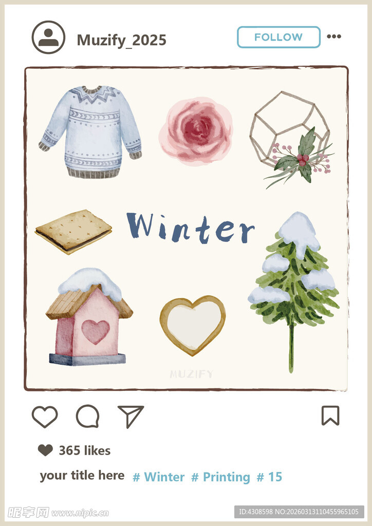 7款入冬季水彩画