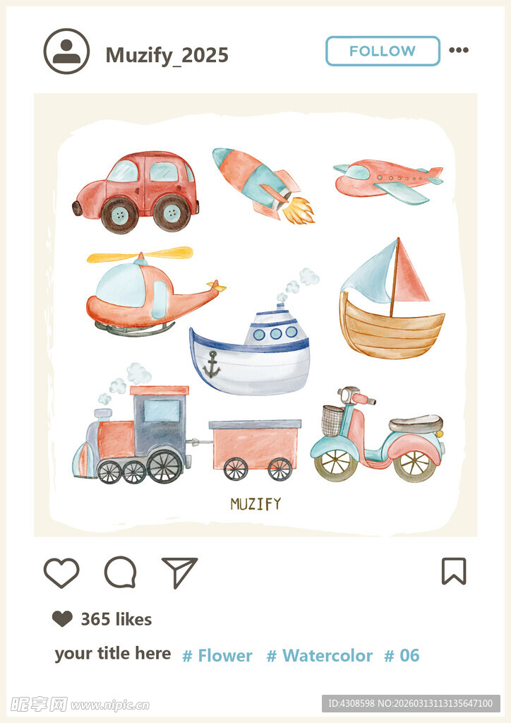 9款入可爱水彩画