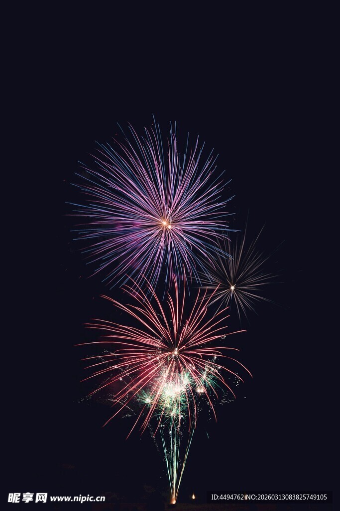 夜空中绚烂绽放的烟花