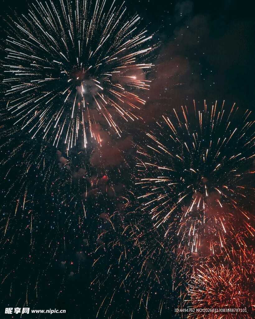 夜空中绚烂的烟花绽放