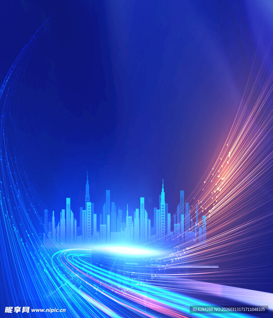 科技感城市光影背景图
