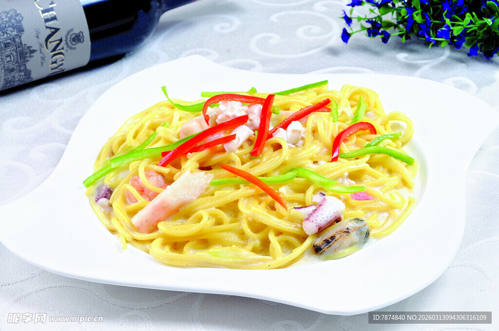 美味海鲜意面摆盘精致