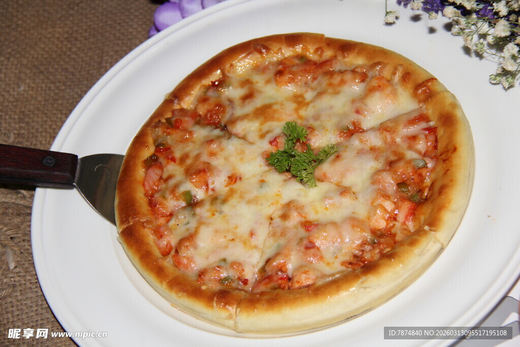 美味芝士披萨特写