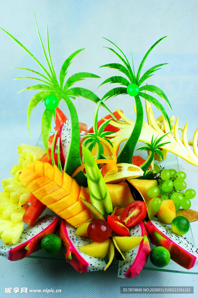 创意水果拼盘 热带风情造型