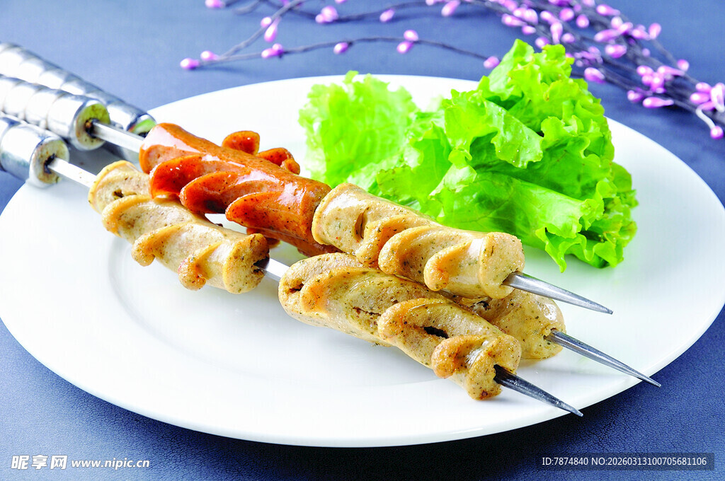 美味蔬菜鸡肉串摆拍