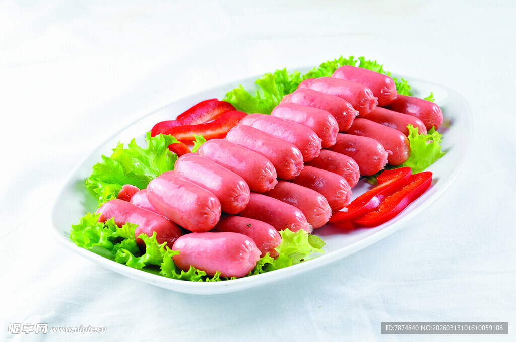 鲜嫩火腿肠摆盘