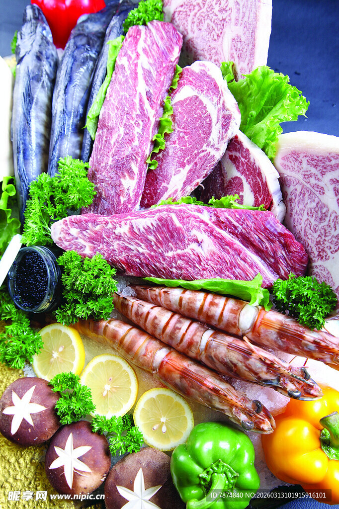 新鲜肉类海鲜食材大集合