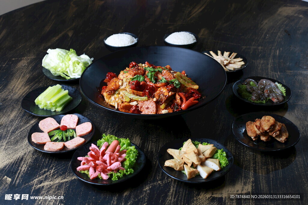 丰盛火锅食材拼盘