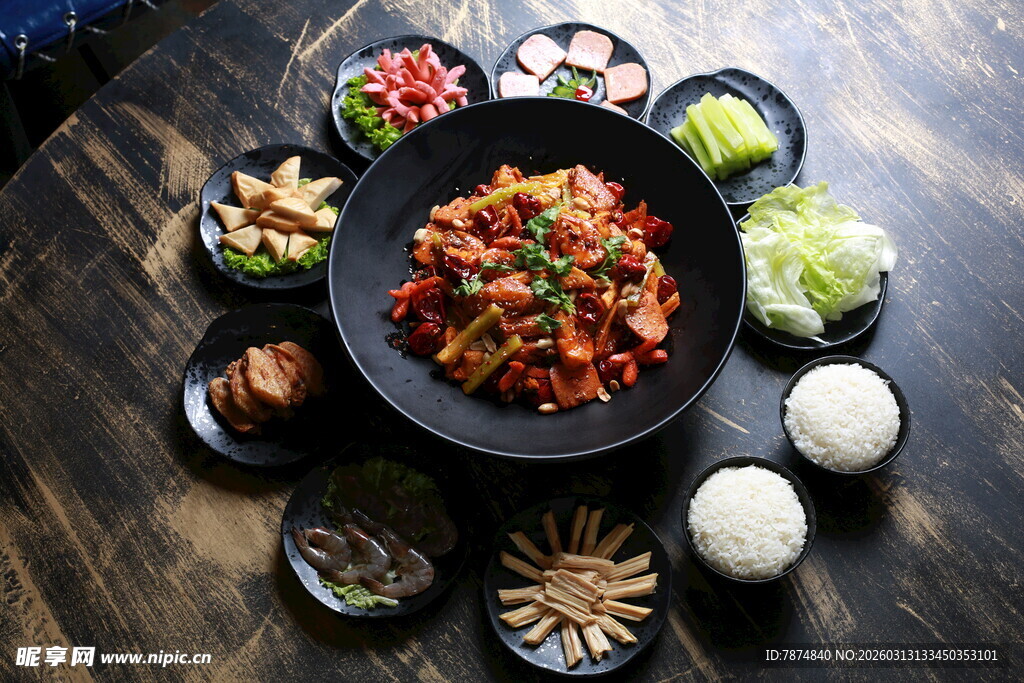 丰盛中式菜肴摆拍