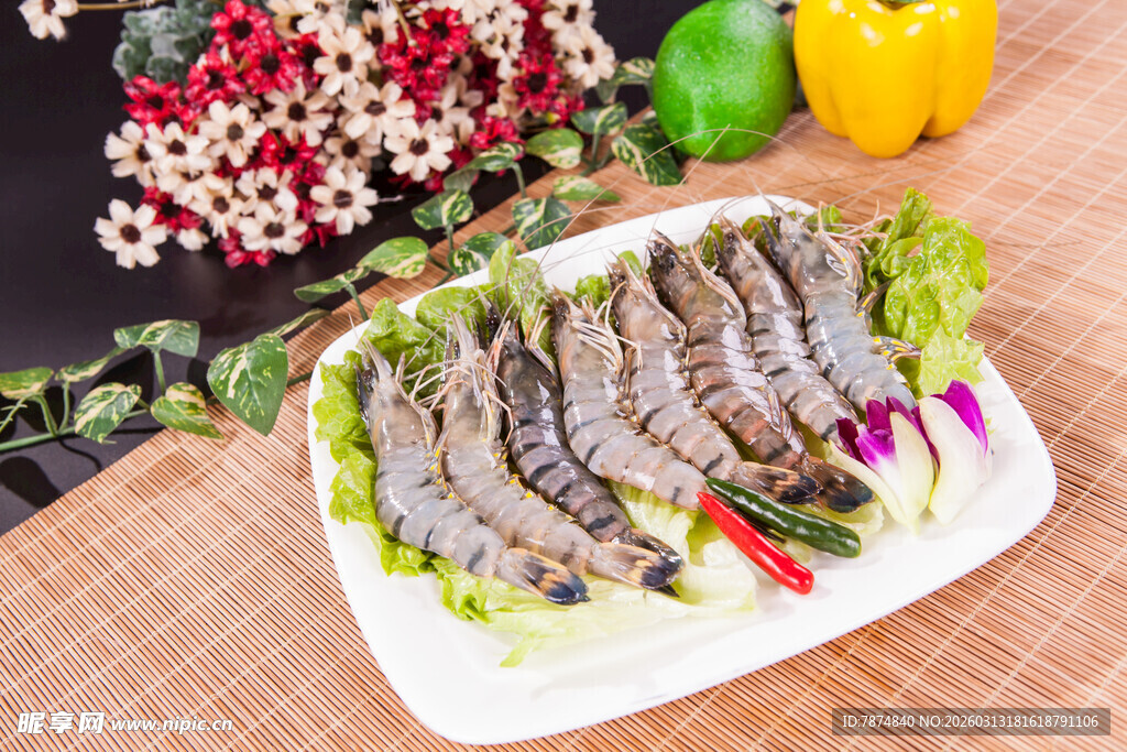 美味大虾摆盘精致诱人