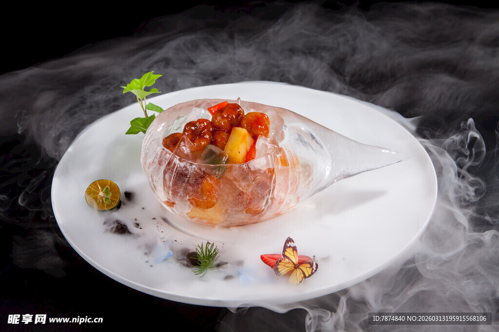 创意烟雾特效精美菜品