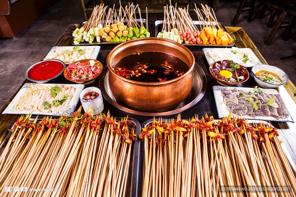 丰富串串火锅食材展示