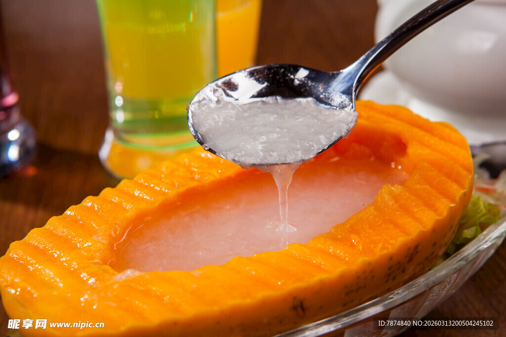 木瓜盛冰沙 一勺添美味