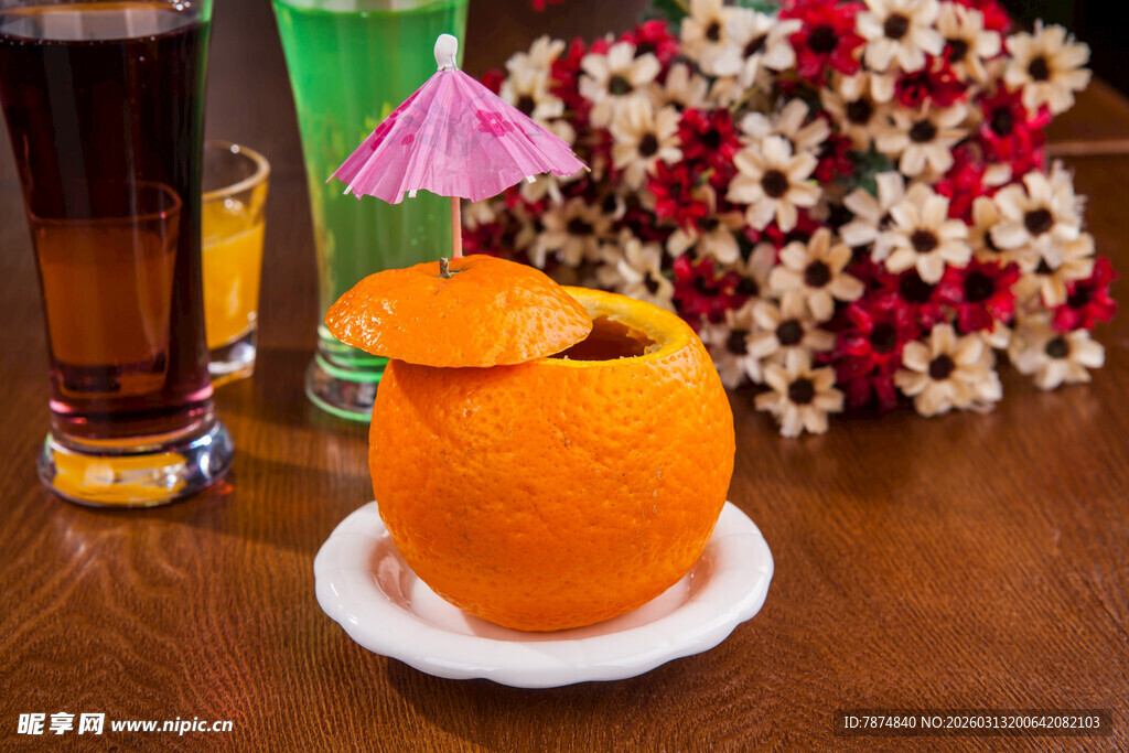 创意橙子饮品 清新又别致